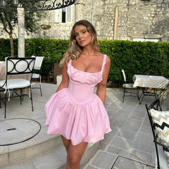 Aiertu  Summer One-piece Dress New Arrivals A Line Short White Dress Mini Sleeveless Party Dresses Women Clothing Aiertu