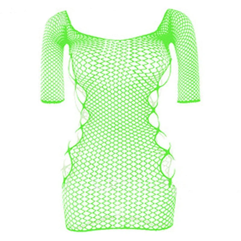 Aiertu Sexy Female Dress Sleepwear Long Sleeve Clothes Ladies Summer Fishnet Short Net Skirt Lingerie Women Aiertu