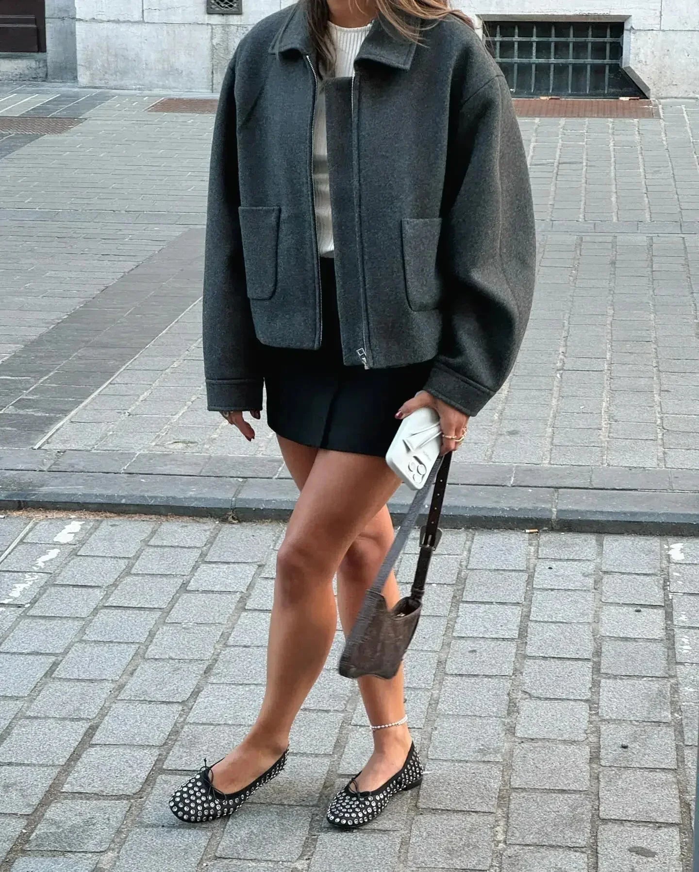Aiertu  Chic Solid Lapel Zipper Women Coat Casual Long Sleeve Pocket Short Jackets Autumn Winter Ladies Commute Highstreet Outwear Aiertu
