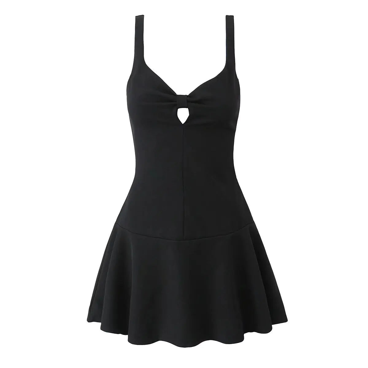 Aiertu  -  2025 Women Sexy Elegant Spaghetti Straps Slim Dress Bow V Neck A-line Mini Dresses Party Robe Black Beige Aiertu