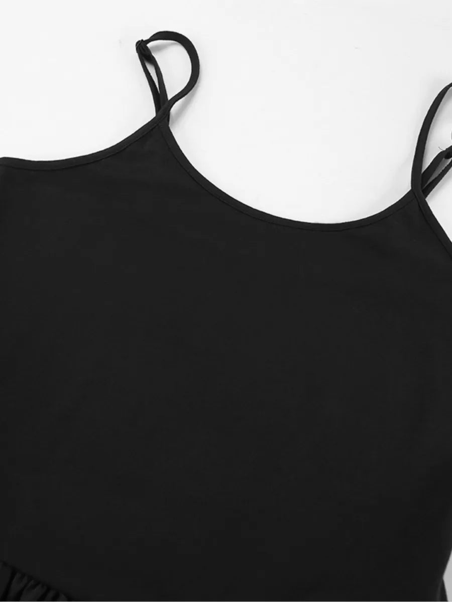 Aiertu  -  Black Elegant Suspender Long Dress Women Summer U Collar Sleeveless A-line Vestidos Vintage Fashion Simple Backless Midi Dresses Aiertu