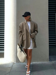 Aiertu  -  Casual Loose Solid Long Sleeve Suit Jacket Women 2026 Fashion Turn-down Collar High Street Coat 2026 Autumn Commuting Outcoat Aiertu