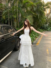 Aiertu  -  White Dress Ladies Temperament Patchwork Lace Two-piece Suit Spring Summer 2025 New Elegant Princess Dress Simplicity Suit Aiertu