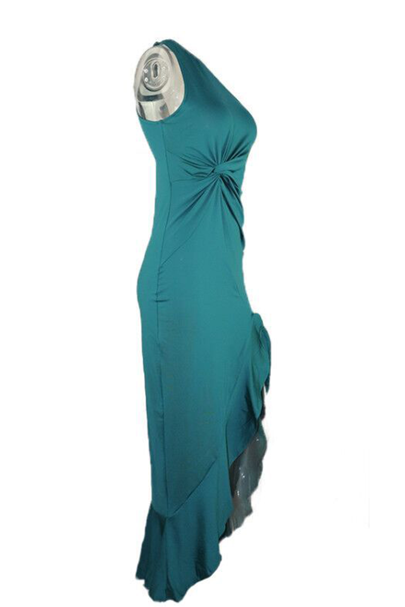 Aiertu  -  Elegant Solid Flounce Slit One Shoulder Evening Dress Dresses(8 Colors) Aiertu