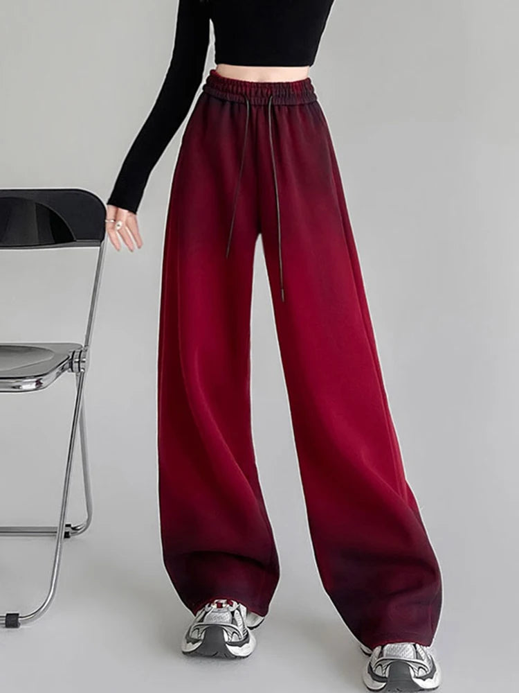 Aiertu  -  Vintage Tie Dye Y2K Sweatpants Women Streetwear High Waist Loose Pants Fall Casual American Retro Bf Hip Hop Trousers New Aiertu