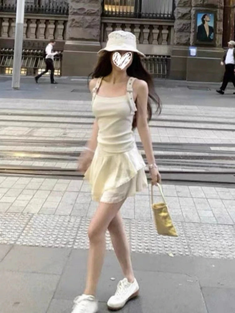 Aiertu  Streetwear Vintage Fairy Solid Backless Tank Tops 2025 Summer Women Y2k Aesthetic Cropped Camisole Harajuku Grunge Bodycon Tanks Aiertu