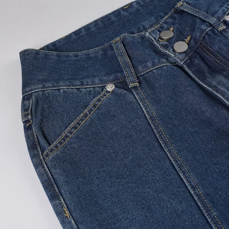 Aiertu  -  Blue Baggy Jeans Japanese 2000s Style Y2k Pants Downtown Girl Aesthetic Denim Flare Pants Streetwear Clothing P67-EZ55 Aiertu
