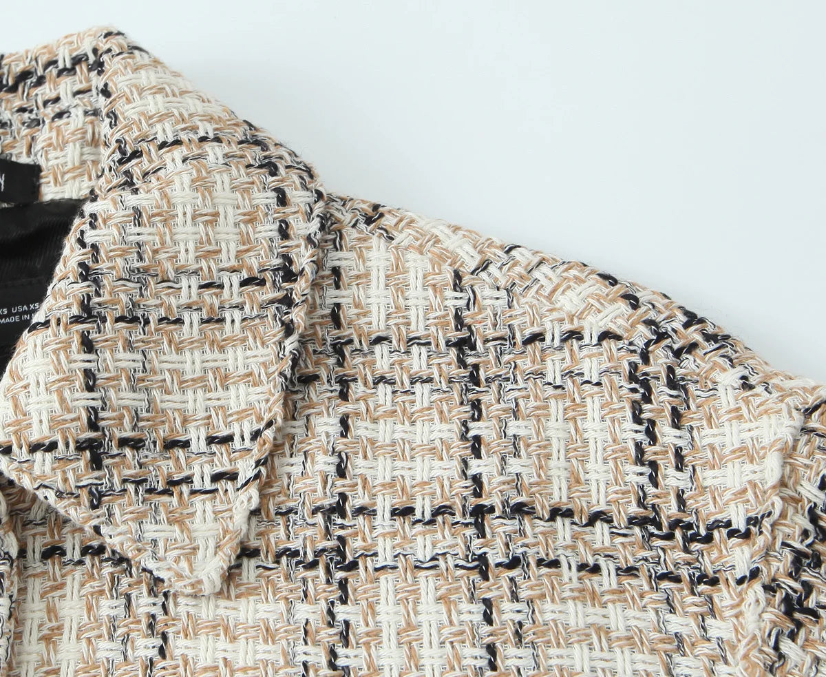 Aiertu  -  European and American style autumn new high-end temperament small fragrance style texture plaid jacket Aiertu
