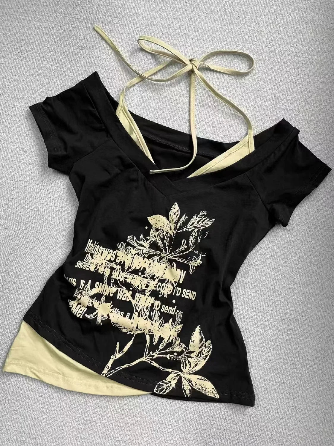 Aiertu  -  Retro Streetwear Y2K Letter Print T-Shirt Women Fashion Street Millennial Trend One Neck Spice Girl Slim Harajuku Casual Top Aiertu