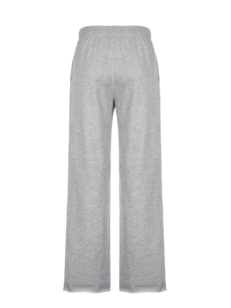 Aiertu - summer inspo Pockets Drawstring High Waist Casual Loose Sweatpants For Women Gray Solid Basic Simple Straight Leg Pants Jogging Trousers Aiertu