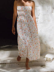 Aiertu  -  Elegant Maxi Dress with Boho Floral Print Adjustable Spaghetti Straps and Flowy Silhouette for Summer Beach Wedding or Aiertu