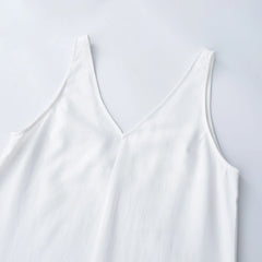 Aiertu  -  2026 Summer Women Solid White V Neck Sleeveless Fashion Dress Split Tank Dress Aiertu