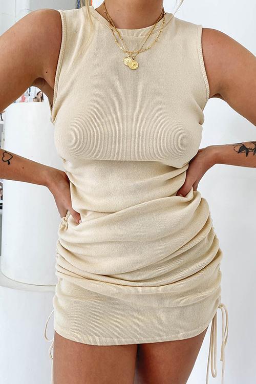 Aiertu - Drawstring Sleeveless Mini Dress Aiertu