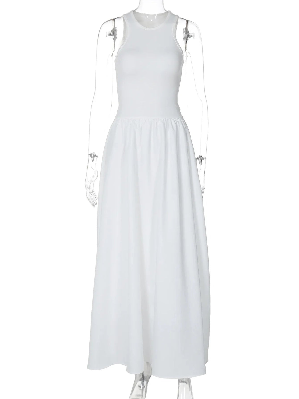 Aiertu  -  Fashion O-neck Sleeveless Long Tank Dresses for Women White 2026 Summer Casual Office Lady High Waist A-line Black Holiday Dress Aiertu