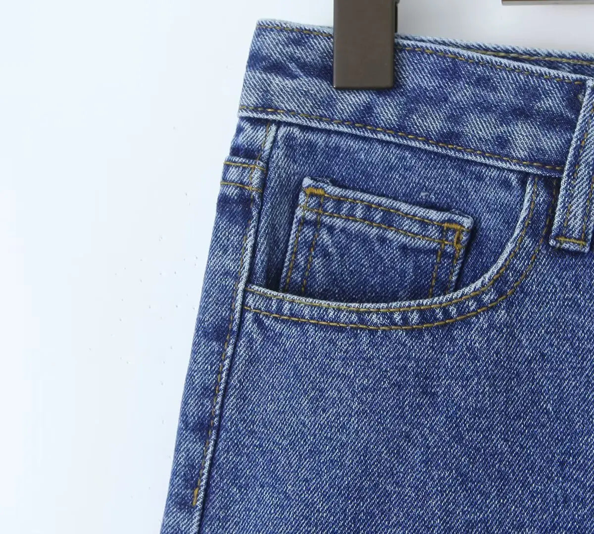 Aiertu  -  European and American style blue straight denim shorts women's summer high waist slim five-point wide-leg pants Aiertu
