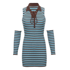 Aiertu - Y2K Striped Knit Mini Dress Aiertu
