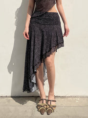 Aiertu  -  Vintage Polka Dot Print Midi Skirt Elegant Retro Low Rise Loose Irregular Skirts for Women Y2k Aesthetic Clothing Summer Aiertu