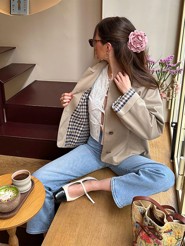 Aiertu  -  Elegant Embroidered Hollow Out Shirt Women Vintage White O-neck Lace Up Short Shirts Female Spring Versatile Chic Street Tops Aiertu
