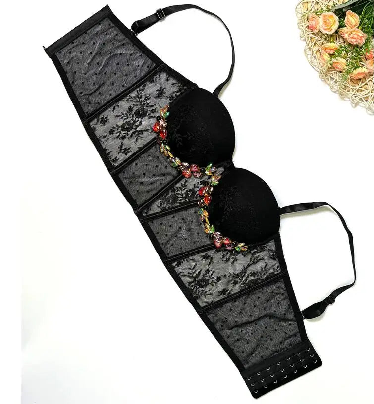 Aiertu  -   party look snspos Rhinestone Female Corset Top Women Camis Nightclub Short Sexy Camisole Mujer Lingerie Tube Bra Debardeur Aiertu