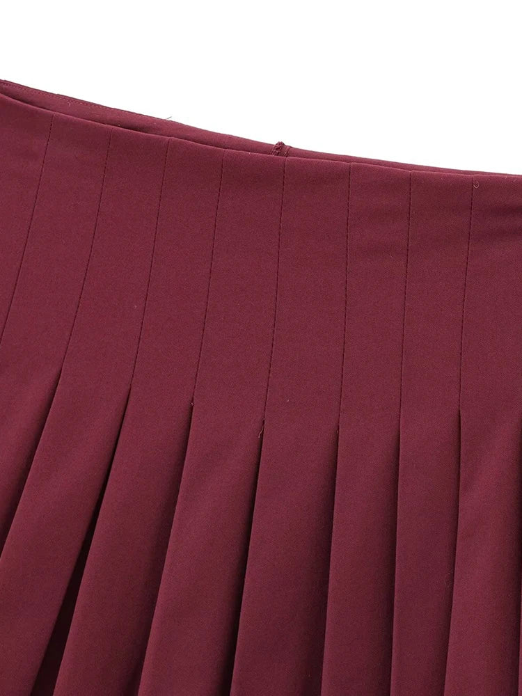 Aiertu  -  Women Fashion Solid Pleated Side Zipper A-Line Mini Skirt Shorts Vintage High Waist Female Chic Lady Shorts Aiertu