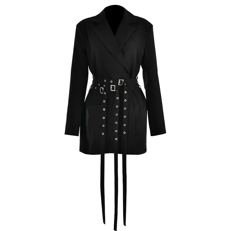 Aiertu  -  Slim Fit Double Belt Suit Jacket Patchwork Fashion Sexy Niche Design Vintage Casual Suits Dress Women Small Suit Coat Autumn New Aiertu