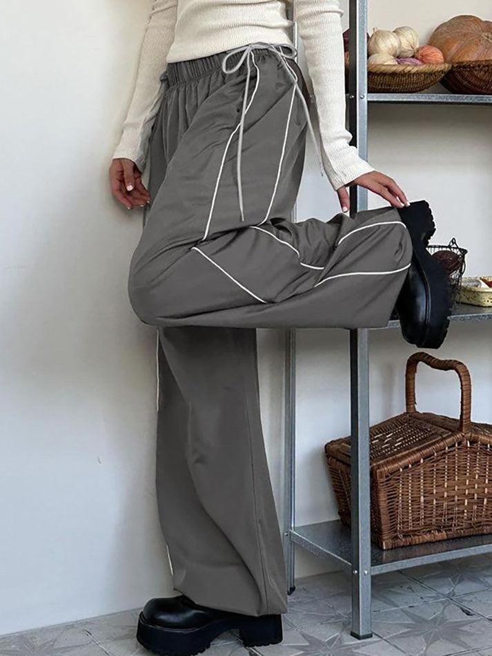 Aiertu  Low Rise Striped Loose-Fit Wide-Leg Sweatpants Aiertu