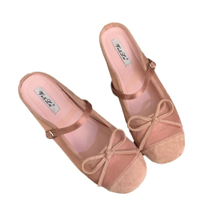 Aiertu  -  Women's Bow Toe Half Slippers Summer Non-Slip Inner Heightening Mary Jane Shoes for Women Soft Soled Breathable Sandals Slippers Aiertu