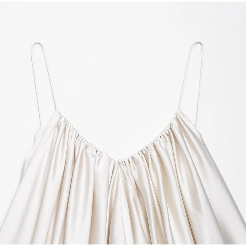 Aiertu  -  Y2k Satin Pleated Cropped Vest For Women Summer Elegant Irregular Hem Suspender Tops Female Street Backless Sleeveless Chic Tank Aiertu