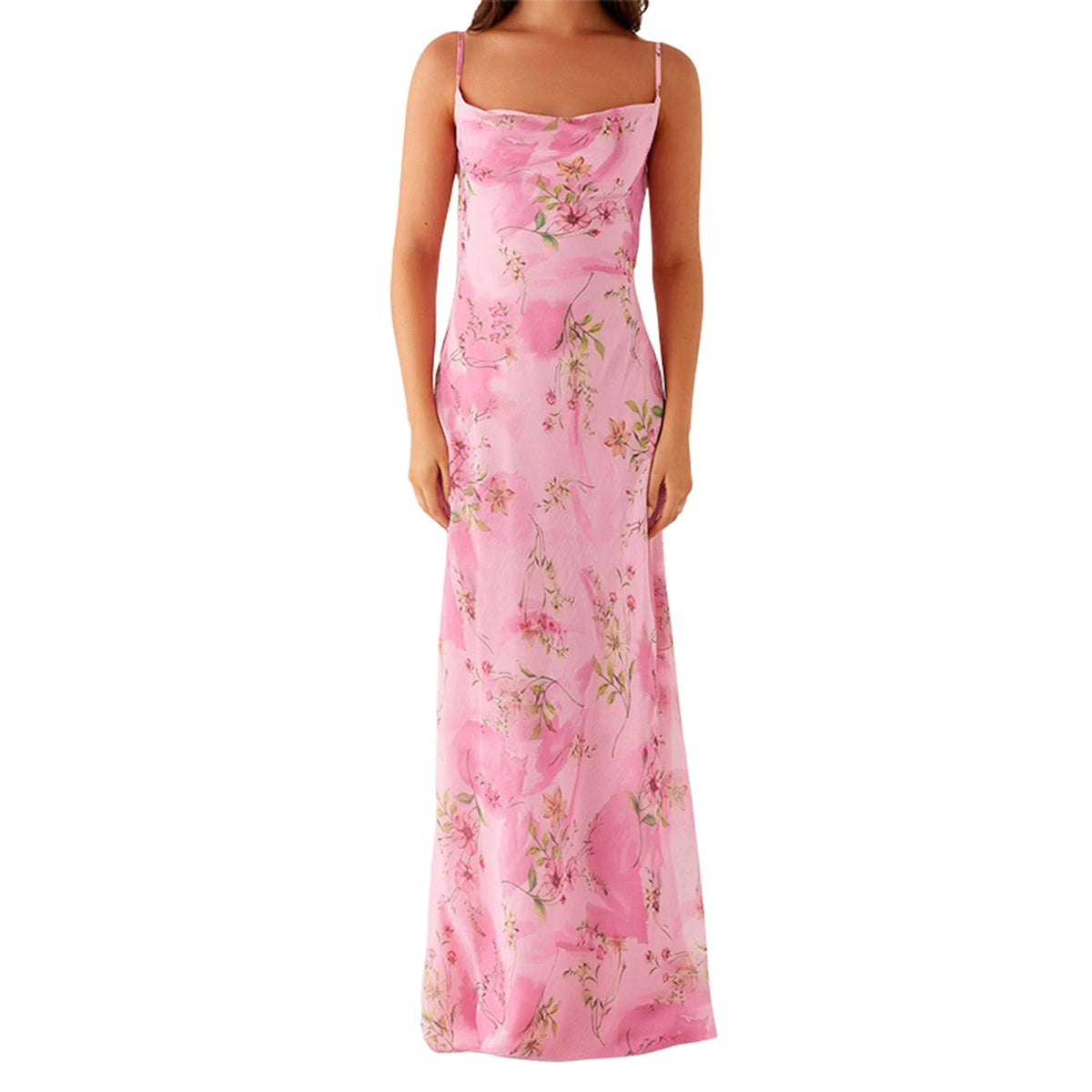 Aiertu  -  Women s Floral Print Spaghetti Strap Maxi Dress with Sleeveless Open Back Design for Summer Beach Parties and Events Aiertu
