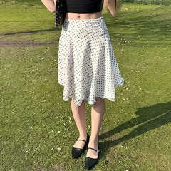 Aiertu  -  Polka Dot Print Double Mesh Skirt For Women Hip-covered Straight Long Skirt Summer New High Waist Casual Female Skirts Aiertu