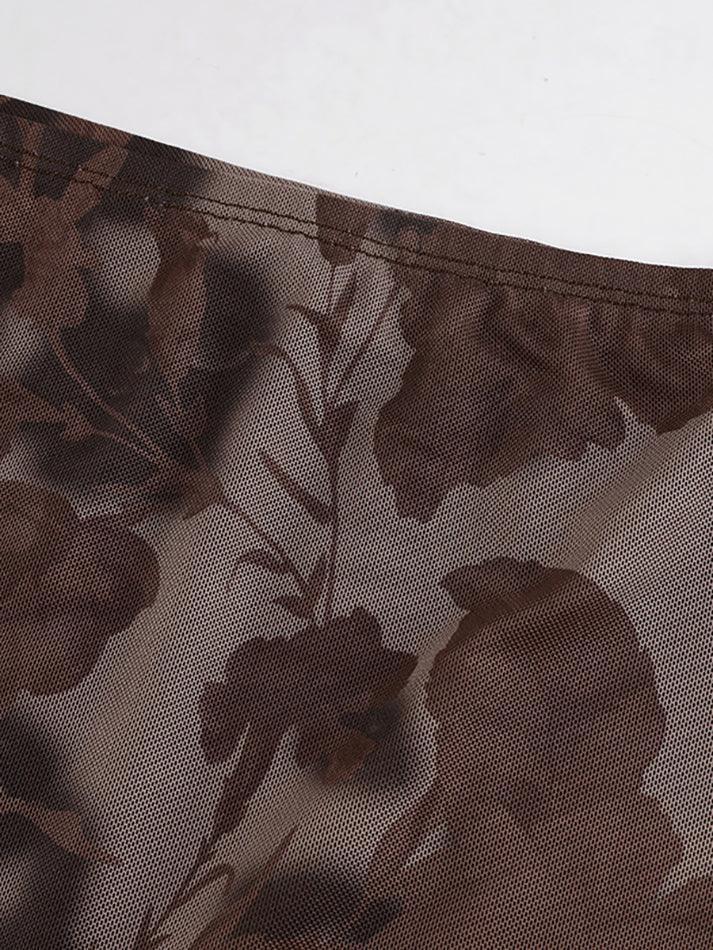 Aiertu  -  Mesh Floral Midi Skirt Aiertu