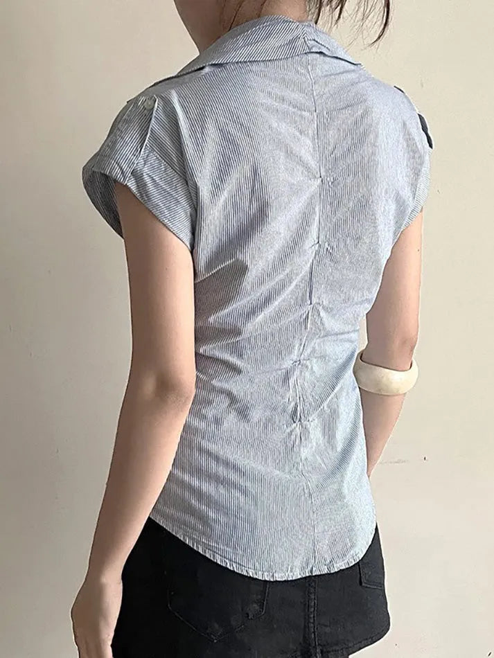 Aiertu  -Striped Contrast Slim-Fit Button-Up Shirts aiertu