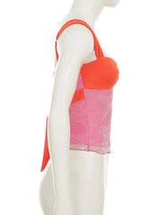 Aiertu  -  Holiday Patchwork Bandage Tank Tops Sexy Slim Slash Neck Sleeveless Camis Tops Women 2025 Summer Fashion Streetwear Lady Aiertu
