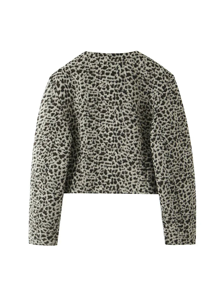 Aiertu  -  Women Fashion Printed Single Breasted Jackets Vintage O-Neck Long Sleeves Female Chic Lady Outfits Aiertu