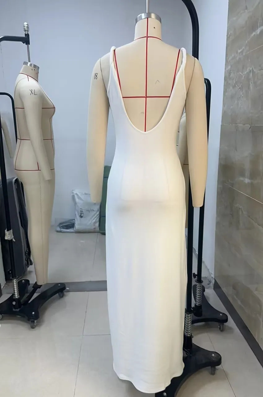 Aiertu  Women Elegant Backless Spaghetti Strap Long Dress Slim Fit Sleeveless Cutout Back Maxi Dress Formal Cocktail Sundress Aiertu