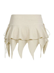 Aiertu  Summer Solid Color Gothic Mini Skirt Women Drawstring Elastic Band Short Y2K Skirt Irregular Hem Streetwear Aiertu