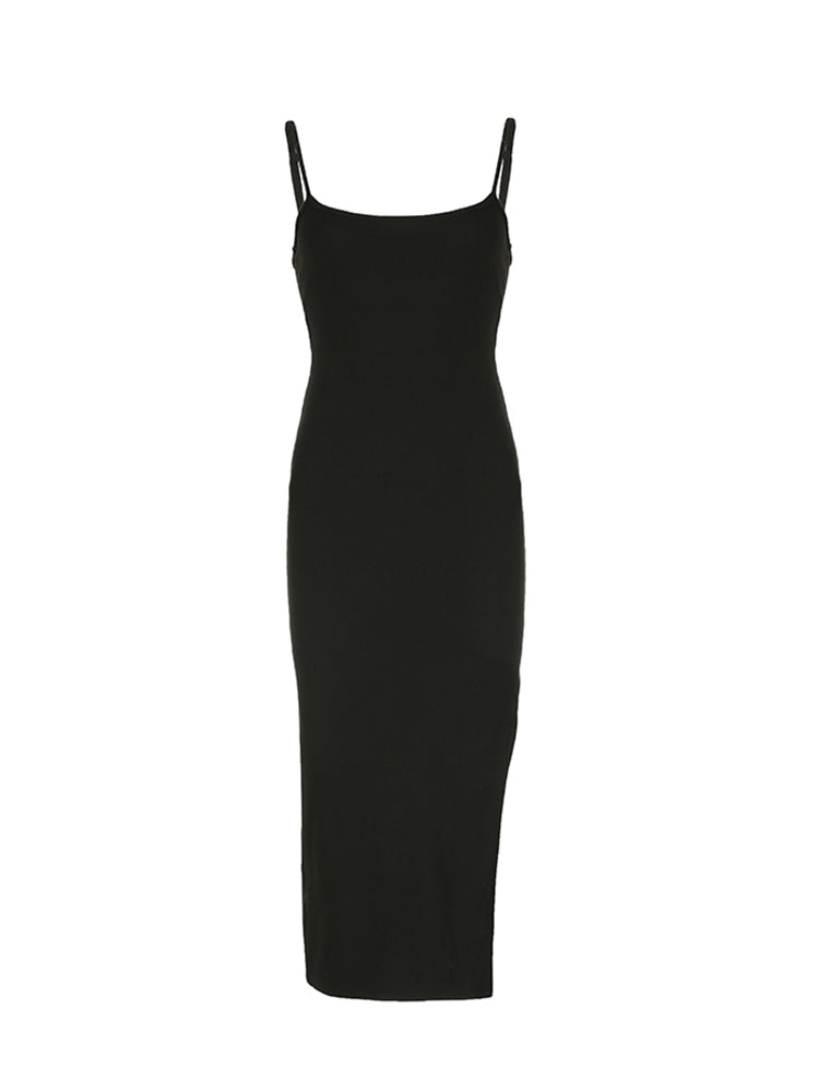 Aiertu - summer inspo Solid Backless Split Elegant Sexy Adjustable Straps Long Dresses Women Rave Summer Vacation Clothing Aiertu