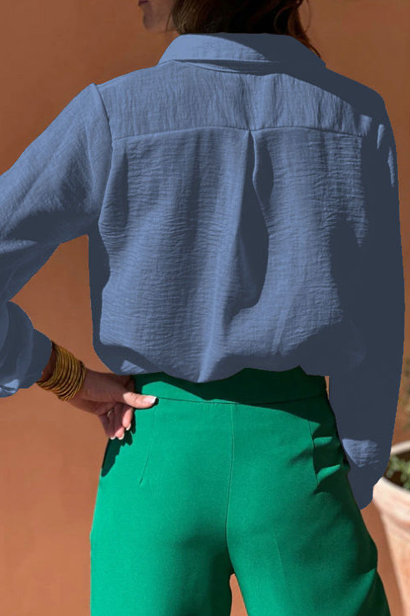 Aiertu  -Casual Hollow Out Turndown Collar Blouses(4 Colors) aiertu