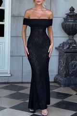 Aiertu  -  Sexy Lace Backless Fishtail Off Shoulder Long Dresses Aiertu