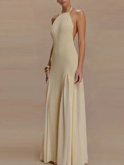Aiertu  -  Elegant Halter Knitted Tulle Women's Long Dress Backless Lace-up A-line Slim Chic Robe 2026 Summer Beach Party Evening Dresses Aiertu