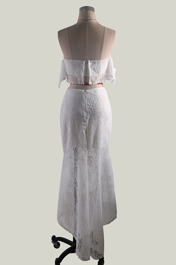Aiertu  -  Elegant Solid Hollowed Out Backless Strapless Short Sleeve Two Pieces(3 Colors) Aiertu