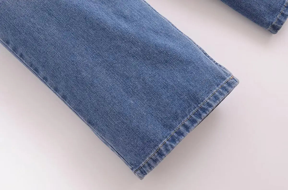 Aiertu  -  American hot girl mid-waist straight jeans women's spring and autumn new loose slim mopping pants Aiertu