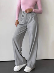 Aiertu  -  Spring Summer New Slim Fit Straight Leg Pants Women's Design High Waist Trousers Simple Office Lady Chic Suit Pants Aiertu