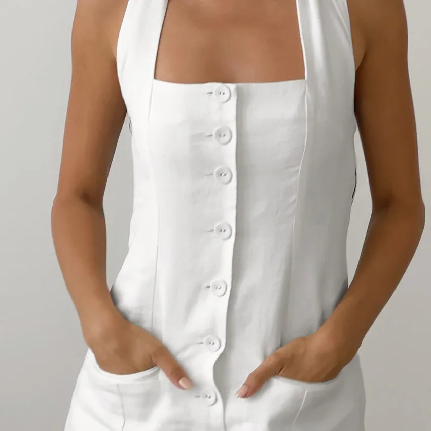 Aiertu  -  Sleeveless Dresses A-Line ELegant Long White Dress Women Robes Beach Sundress Travel Vestidos Aiertu
