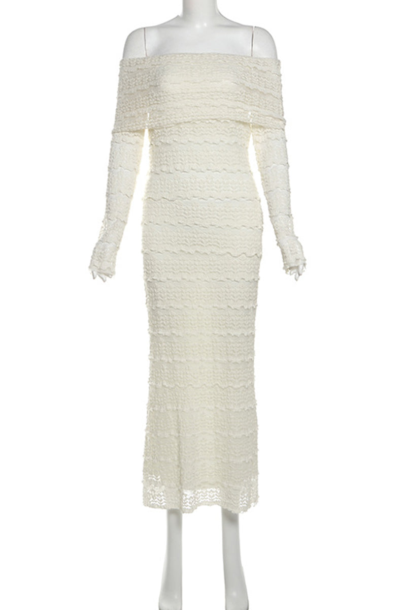 Aiertu  -Elegant Patchwork Backless Off Shoulder Long Dresses aiertu