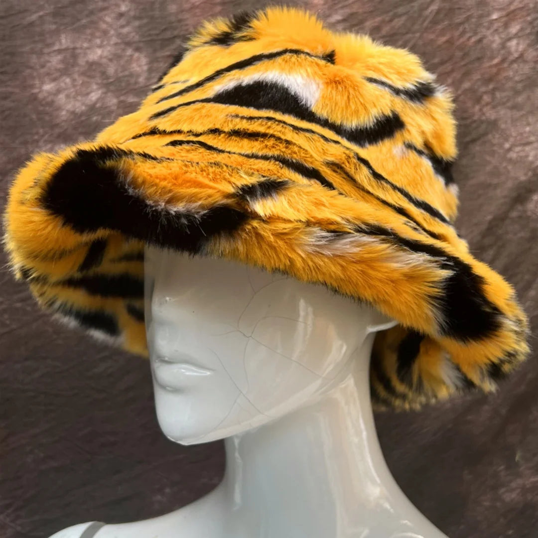 Aiertu  -  Winter 58-60cm XL Faux Fur Bucket Hat For Women Outdoor Warm Luxury Oversize Fisherman Hat Girl Trendy Party Long Fur Panama Cap Aiertu