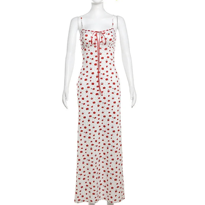 Aiertu  -  Spaghetti Strap Sleeveless Floral Print Lace Maxi Dress Feminine Spring Summer Holiday Beach Wear Sweet Vestidos Aiertu