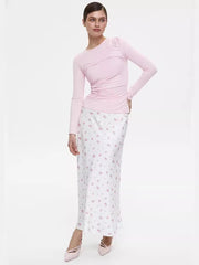 Aiertu  -  Women's Printed Skirt Fashion Fragmented Flower Colored Ding Printed Long Skirt Hanging High Waist Long A-line Skirt Aiertu