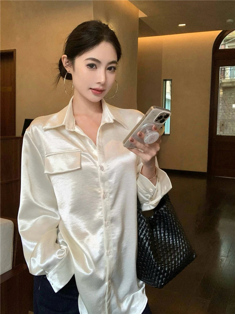 Aiertu  Elegant Shirts Women Vintage Sexy Lace Backless Bandage Blouses Summer Korean Hollow Out Long Sleeve Design Casual Tops Aiertu