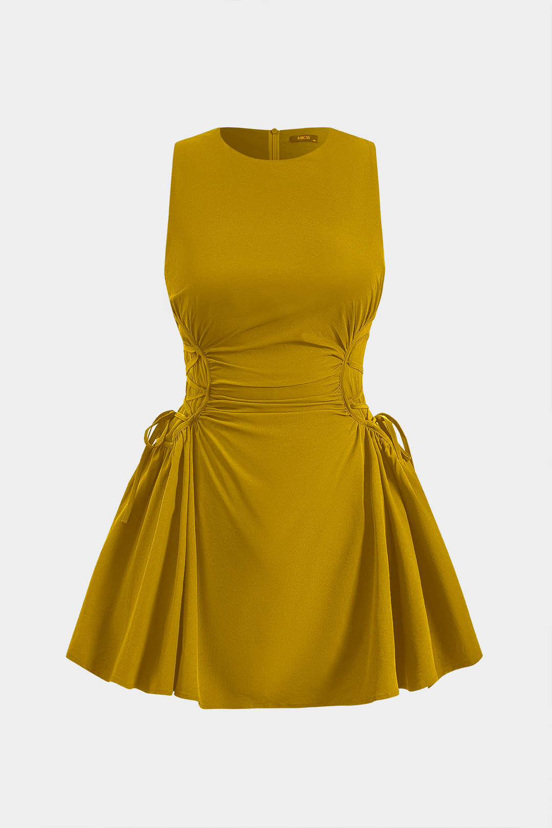 Aiertu  Ruched Strappy Zipper Sleeveless Mini Dress Aiertu